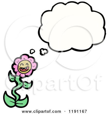 Cartoon of a Pink Flower Thinking - Royalty Free Vector Illustration by lineartestpilot