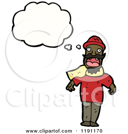 Cartoon of a Black Man Thinking - Royalty Free Vector Illustration by lineartestpilot