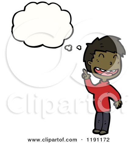 Cartoon of a Black Boy Thinking - Royalty Free Vector Illustration by lineartestpilot
