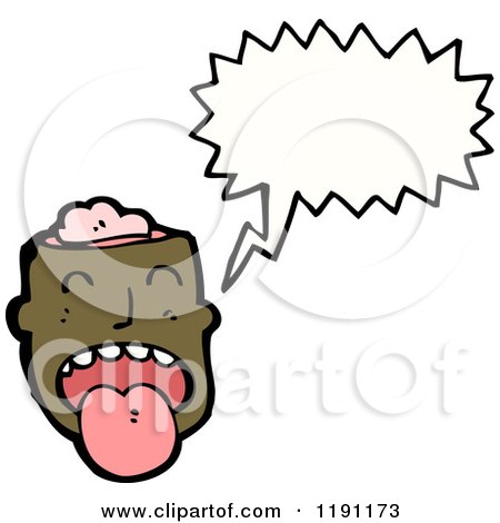Cartoon of a Man with His Brains Showing Speaking - Royalty Free Vector Illustration by lineartestpilot
