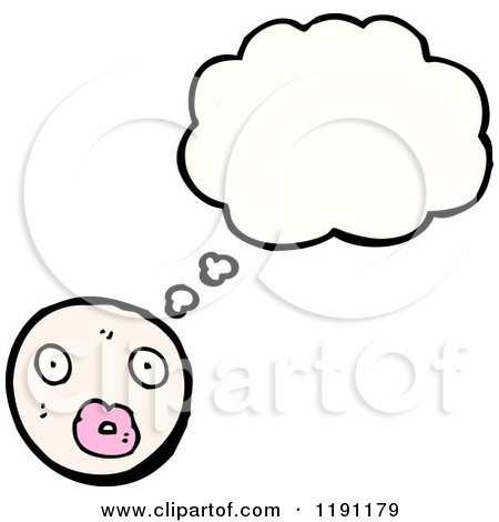 Cartoon of a Pink Face Thinking - Royalty Free Vector Illustration by lineartestpilot