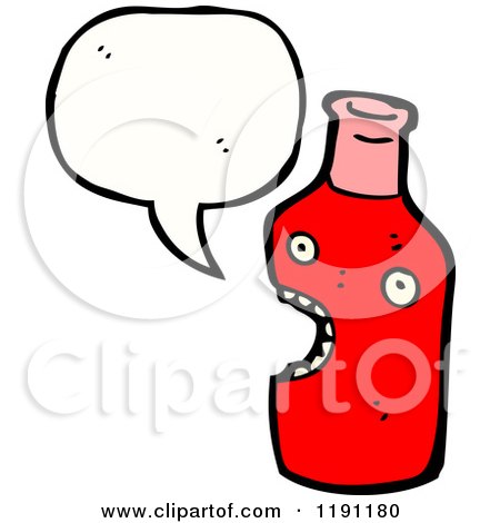 Cartoon of a Red Bottle Speaking - Royalty Free Vector Illustration by lineartestpilot