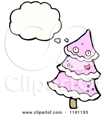 Cartoon of a Pink Christmas Tree Thinking - Royalty Free Vector Illustration by lineartestpilot
