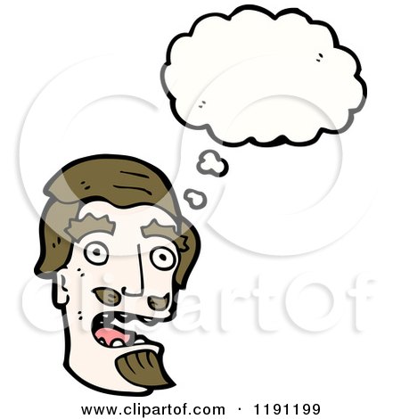 Cartoon of a Man's Head Thinking - Royalty Free Vector Illustration by lineartestpilot