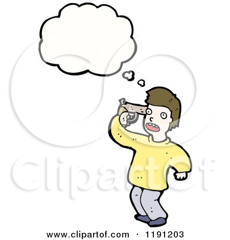 Cartoon of a Man Commiting Suicide Thinking - Royalty Free Vector Illustration by lineartestpilot