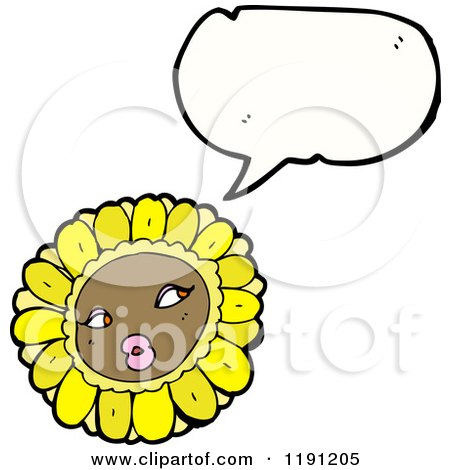 Cartoon of a Sunflower Speaking - Royalty Free Vector Illustration by lineartestpilot