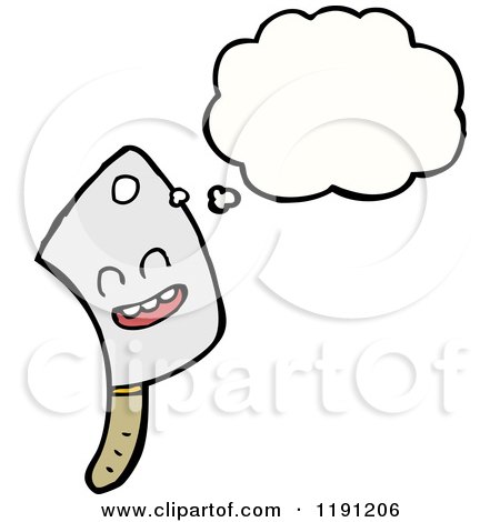 Cartoon of a Meat Cleaver Thinking - Royalty Free Vector Illustration by lineartestpilot