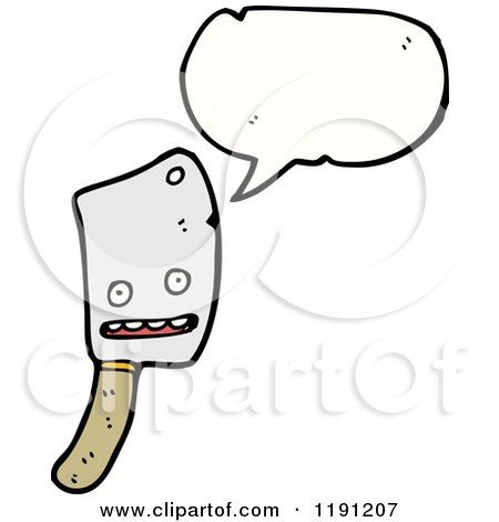 Cartoon of a Meat Cleaver Speaking - Royalty Free Vector Illustration by lineartestpilot