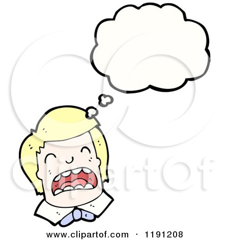 Cartoon of a Crying Boy Thinking - Royalty Free Vector Illustration by lineartestpilot