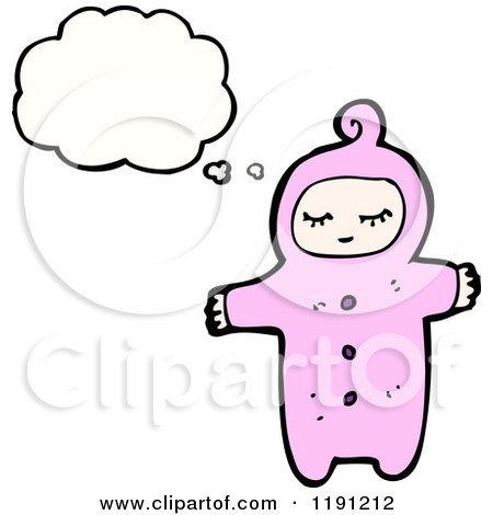Cartoon of a Toddler in Pink Pajamas - Royalty Free Vector Illustration by lineartestpilot