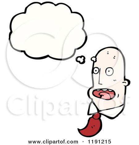 Cartoon of a Bald Man Thinking - Royalty Free Vector Illustration by lineartestpilot