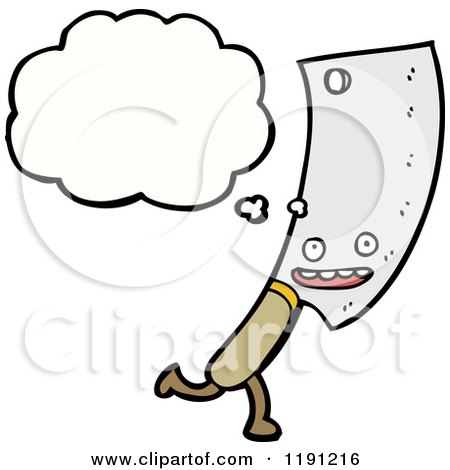 Cartoon of a Meat Cleaver Thinking - Royalty Free Vector Illustration by lineartestpilot