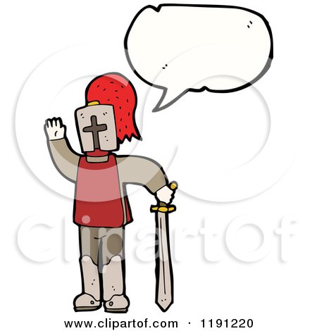 Cartoon of a Medieval Knight Speaking - Royalty Free Vector Illustration by lineartestpilot