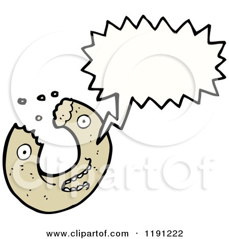 Cartoon of a Half Eaten Bagel Speaking - Royalty Free Vector Illustration by lineartestpilot