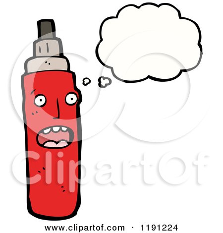 Cartoon of a Spray Can Thinking - Royalty Free Vector Illustration by lineartestpilot