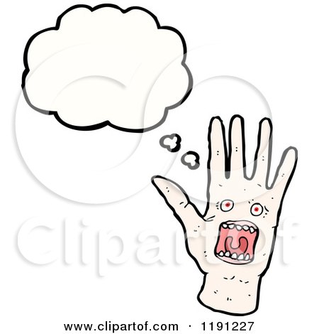 Cartoon of a Hand with a Face on It Thinking - Royalty Free Vector Illustration by lineartestpilot