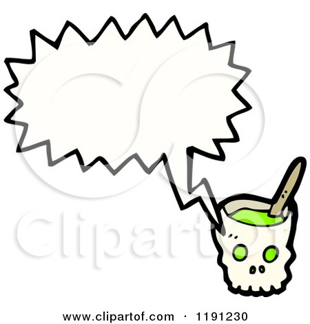 Cartoon of a Skull Bowl Speaking - Royalty Free Vector Illustration by lineartestpilot