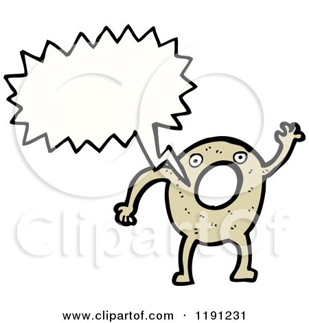 Cartoon of a Half Eaten Bagel Speaking - Royalty Free Vector Illustration by lineartestpilot