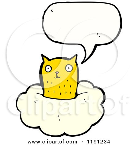 Cartoon of a Cat in a Cloud Speaking - Royalty Free Vector Illustration by lineartestpilot