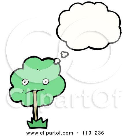 Cartoon of a Tree Character Thinking - Royalty Free Vector Illustration by lineartestpilot