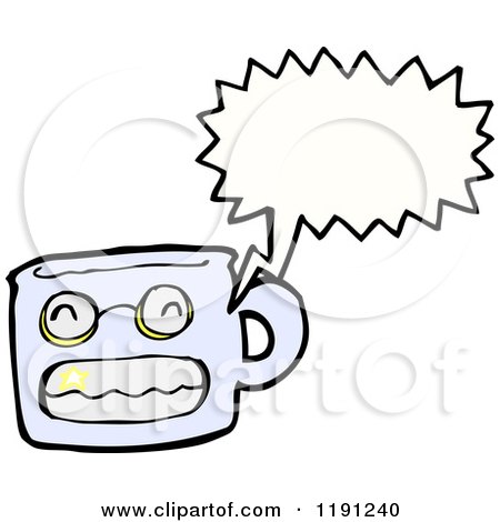 Cartoon of a Coffee Mug Speaking - Royalty Free Vector Illustration by lineartestpilot