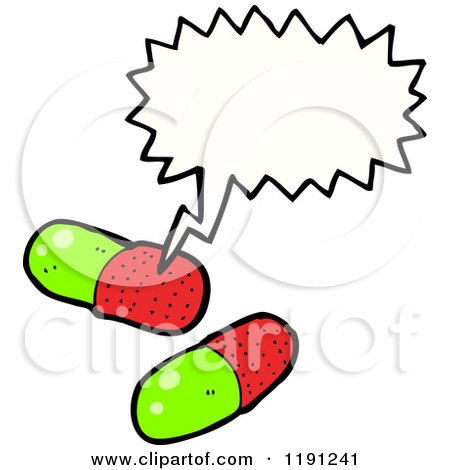 Cartoon of Pills Speaking - Royalty Free Vector Illustration by lineartestpilot