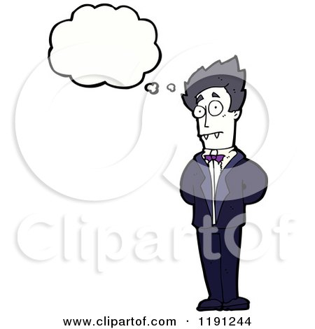 Cartoon of a Vampire Thinking - Royalty Free Vector Illustration by lineartestpilot