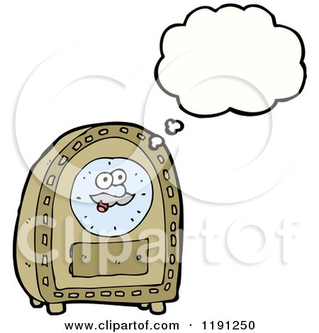 Cartoon of an Old Fashioned Clock Thinking - Royalty Free Vector Illustration by lineartestpilot