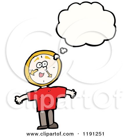 Cartoon of a Clock Person Thinking - Royalty Free Vector Illustration by lineartestpilot