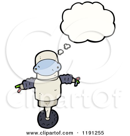 Cartoon of a Robot Thinking - Royalty Free Vector Illustration by lineartestpilot