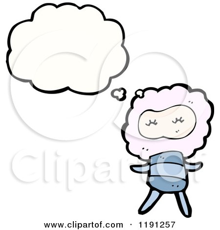 Cartoon of a Cloud Person Thinking - Royalty Free Vector Illustration by lineartestpilot