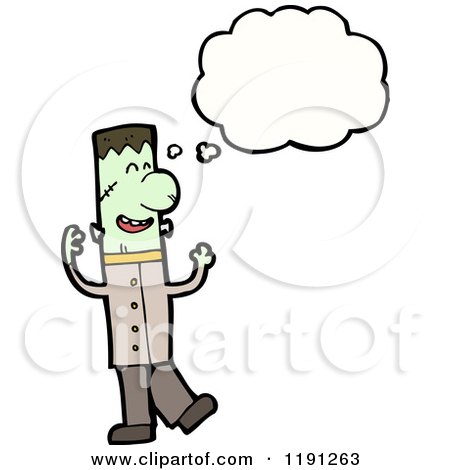 Cartoon of Frankenstein Thinking - Royalty Free Vector Illustration by lineartestpilot