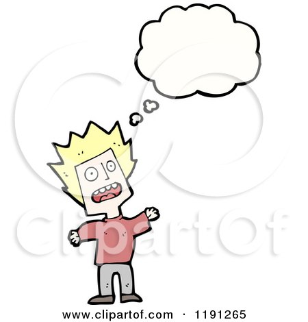 Cartoon of a Boy Thinking - Royalty Free Vector Illustration by lineartestpilot