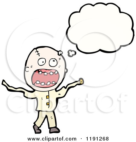 Cartoon of a Crazy Man Thinking - Royalty Free Vector Illustration by lineartestpilot