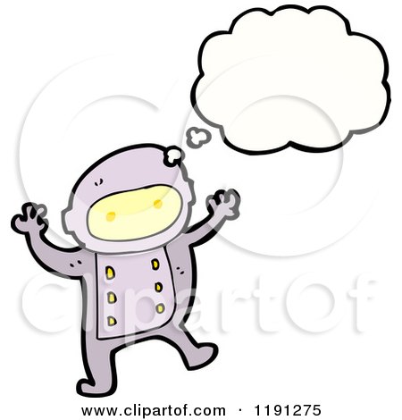 Cartoon of a Spaceman Thinking - Royalty Free Vector Illustration by lineartestpilot