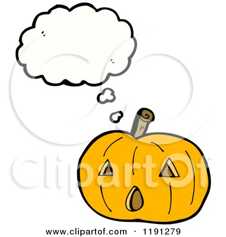 Cartoon of a Jack-o-lantern Thinking - Royalty Free Vector Illustration by lineartestpilot