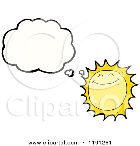 Cartoon of a Sun Thinking - Royalty Free Vector Illustration by lineartestpilot