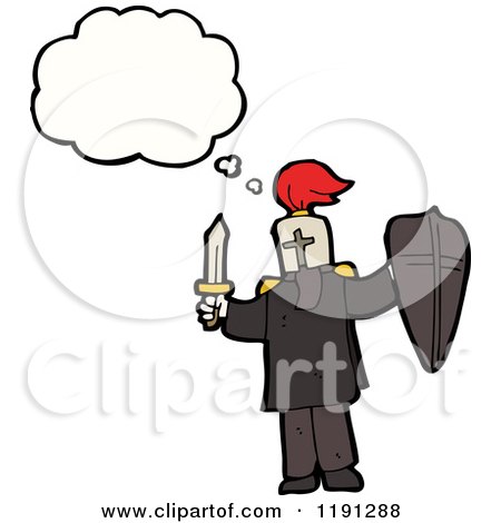 Cartoon of a Knight Medieval Thinking - Royalty Free Vector Illustration by lineartestpilot
