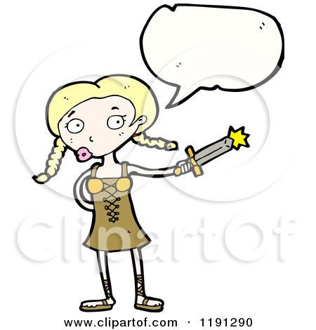 Cartoon of a Viking Girl Speaking - Royalty Free Vector Illustration by lineartestpilot