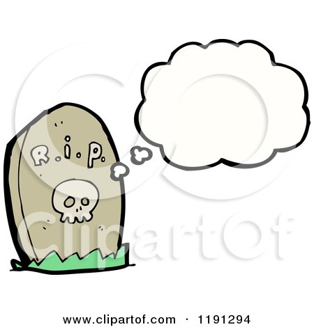 Cartoon of a Headstone Thinking - Royalty Free Vector Illustration by lineartestpilot