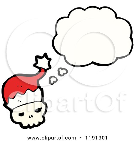 Cartoon of a Skull Wearing a Santa Hat - Royalty Free Vector Illustration by lineartestpilot