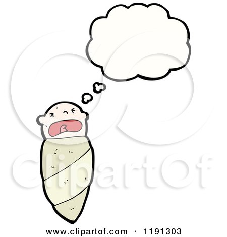 Cartoon of a Baby in a Bunting Thinking - Royalty Free Vector Illustration by lineartestpilot