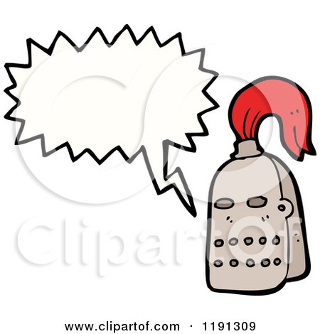 Cartoon of a Knight's Helmet Speaking - Royalty Free Vector Illustration by lineartestpilot