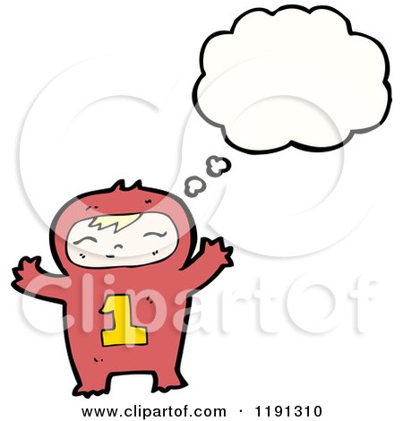 Cartoon of a Toddler in Pajama's Thinking - Royalty Free Vector Illustration by lineartestpilot