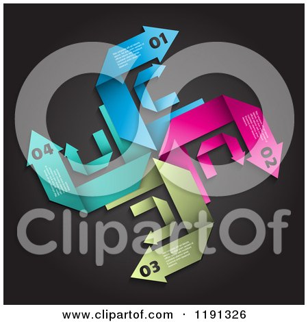 Clipart of Infographic Swirl Arrows on Black - Royalty Free Vector Illustration by KJ Pargeter