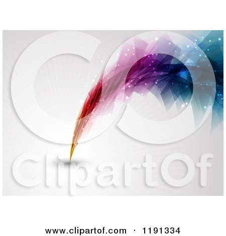 Clipart of a Swoosh of Triangular Colors over Rays - Royalty Free Vector Illustration by KJ Pargeter