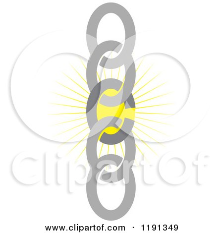 Clipart of a Weak Chain Link Breaking with a Yellow Burst - Royalty Free Vector Illustration by Maria Bell