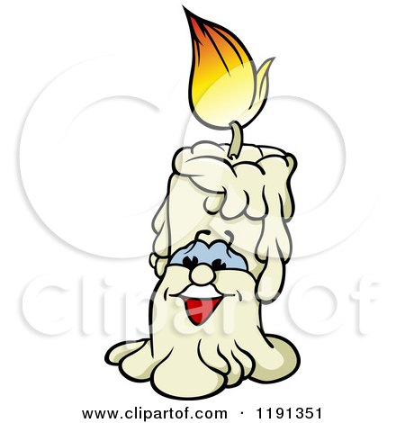Cartoon of a Happy Melting Wax Candle with a Flame - Royalty Free Vector Clipart by dero
