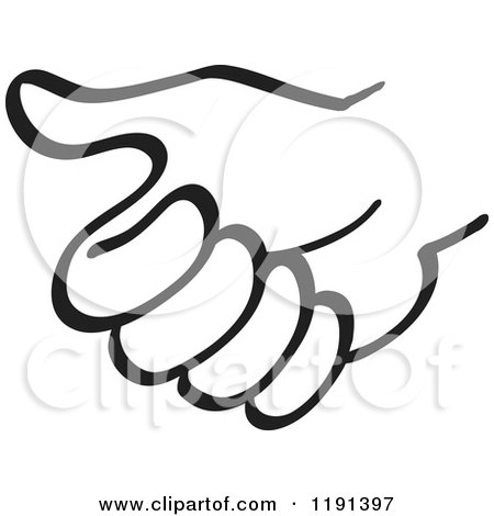 Clipart of a Black and White Hand Hitchhiking - Royalty Free Vector Illustration by Zooco