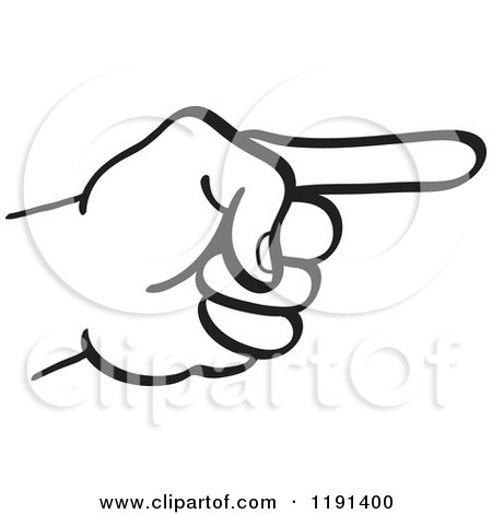 Clipart of a Black and White Hand Pointing - Royalty Free Vector Illustration by Zooco